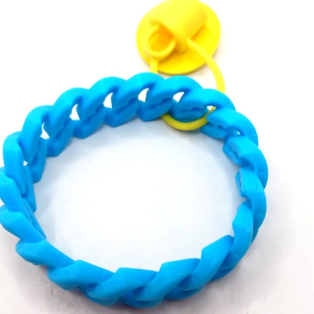 Smiley Face Silicone - Rubber Blue Bracelet -Wristband 8 Inches - Picture 4 of 8